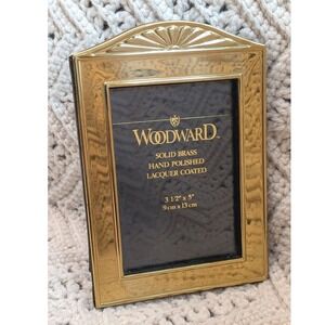 Woodward Solid Brass Picture Frame 3.5x5 Gold Arched Sunburst Vintage Tabletop